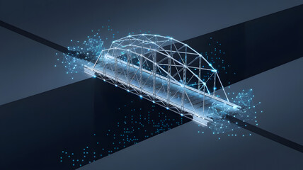 Change Management: A digital bridge being constructed over a gap, symbolizing the transition and adaptation in organizational change management.	
