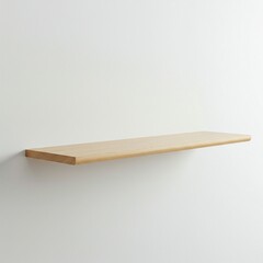 Simple Wooden Shelf Against a White Wall