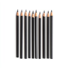 Black pencils arranged on art scale creative workspace isolated art supplies minimalist view