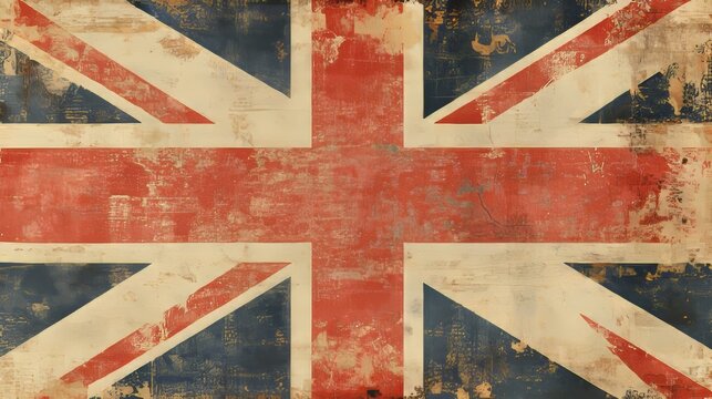 Vintage UK Flag Grunge, Distressed Union Jack Symbol of British Heritage on Textured Background - Powered by Adobe