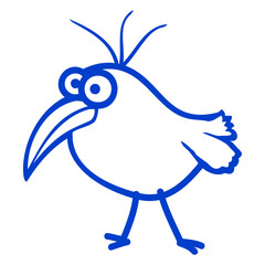 Bird looks cute funny stupid weird confused comic Isolated Vector Graphic Design Illustration
