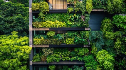 A modern, multi-story building is depicted with walls primarily composed of glass and concrete.