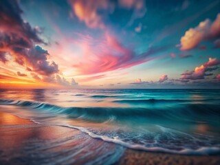 Serene Coastal Panorama: Miniature Peaceful Sky and Ocean