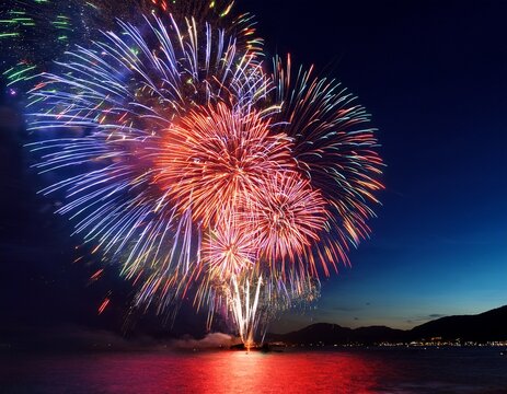 night sky with colorful fireworks display