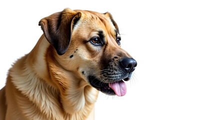 Obraz premium Noble mastiff, serene expression, pure white backdrop, eyes, fur, breed