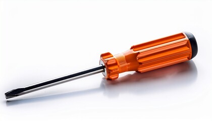 orange handled screwdriver tool for fixing items isolated on white background