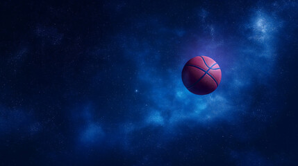 Basketball suspended in space