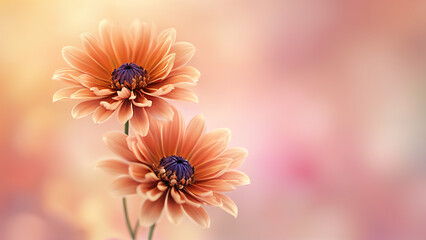 two orange flowers on a blurred background