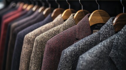 Obraz premium Elegant Collection of Men's Winter Coats on Display
