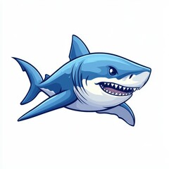 Fototapeta premium Shark swimming in vibrant ocean waters, showcasing detailed features and bold colors