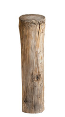 Rustic wooden post with natural grain and weathered texture