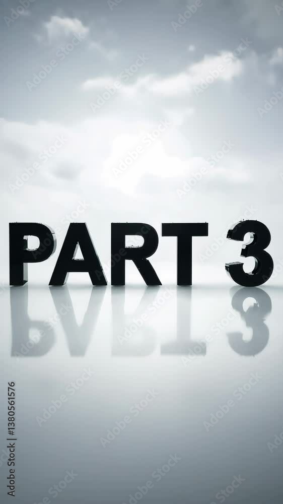 Poster part 3 is written in black letters on a gray background. the letters are outlined in gold. the lette