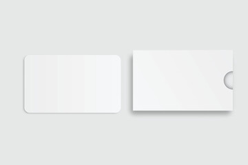 Vector 3D Realistic Blank Credit Card, Keycard, Gift Card, Certificate or Business card mockup with cover isolated on background. Blank template design for presentation branding, corporate, identity
