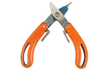 Obraz premium Vintage Orange-Handled Mini-Pliers with Blue Accents, Isolated