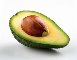 avocado cut in half on white background