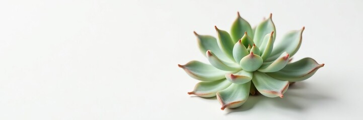 Obraz premium Single stem of succulent plant on white surface, flower, isolated, nature