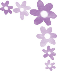 보라색 꽃 만개 개화 테두리 틀 프레임 손그림