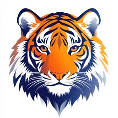 Naklejka premium Striking tiger head illustration with vibrant colors showcasing fierce expression and detailed fur design