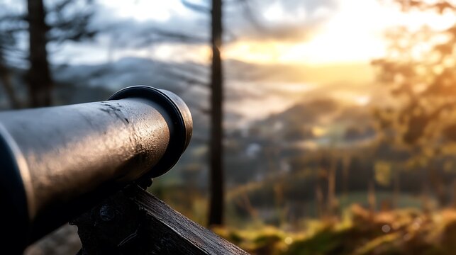 Sunrise View Ancient Cannon Overlooking Majestic Mountains.