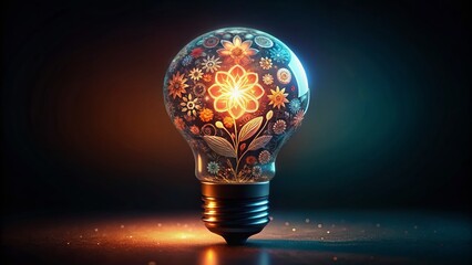 Silhouette of Lightbulb with Floral Design: Innovation, Collaboration & Growth