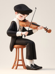 Fototapeta premium Cartoon character playing violin