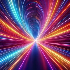 Obraz premium creative and beautiful bright and colorful lightspeed tunnel speed of light concept, science graphic resource
