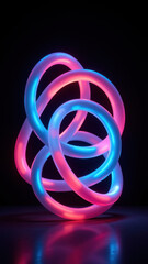 Neon-colored, futuristic looped sculpture with intricate design.