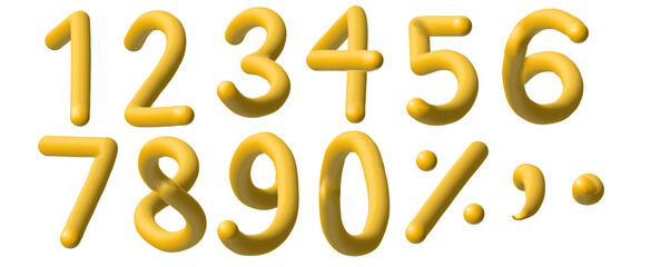 3D Doff Gold Numbers Set One Two Three Four Five Six Seven Eight Nine Zero