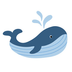 Big blue whale cartoon animal design biggest mammal on the earth