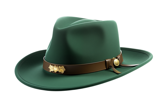 Transparent PNG available
Green leprechaun hat with gold buckle isolated on PNG Background. Generative Ai.
 - Powered by Adobe