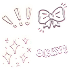 Cute 3D Pink Neon Transparent Ornament Clipart Sticker Set - Part 3