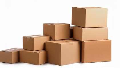 Fototapeta premium cardboard box package moving transportation delivery stack isolated on transparent or white background