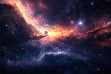 Fototapeta premium Cosmic nebula, swirling galaxies