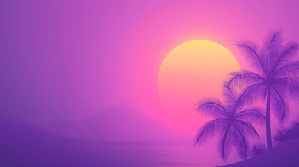 Fototapeta premium Palm trees by the sea at sunset