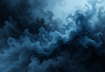 Obraz premium Mystic Smoke Waves in Dark Blue and Black