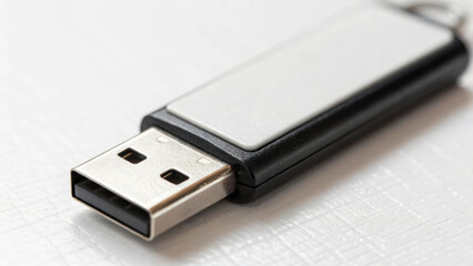 Fototapeta premium close up of USB flash drive on textured surface.
