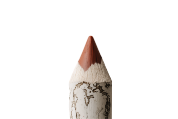 Close-up of Sharpened Terracotta Lip Pencil with Textured Wooden Casing