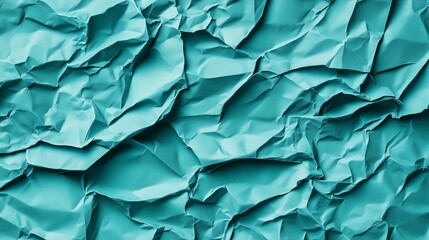 Realistic crumpled teal paper texture background, with detailed creases and glued edges for an authentic poster effect