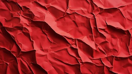 red poster paper with a crumpled and wrinkled texture, featuring natural creases and subtle glued areas