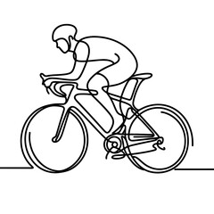 Fototapeta premium Single Line Drawing of Cyclist Racing on Bicycle 