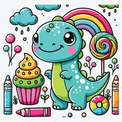 Cute dinosaur cartoon stock illustration