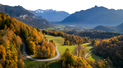 Serene Swiss Landscape: Captivating View of Tremola Road's Winding Path Through Mountains