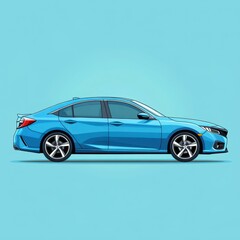 Bright blue sedan parked against a vibrant background showcasing modern design and sleek lines
