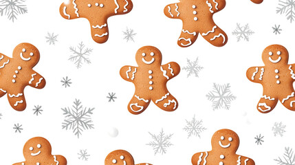 Festive Seamless Christmas Gingerbread Men Pattern for Holiday Designs