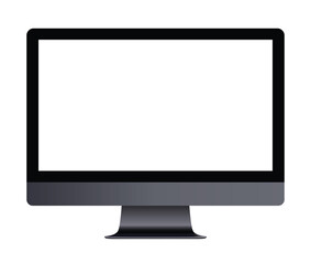 Computer monitor display with empty screen isolated on transparent background.