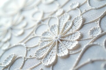Obraz premium Geometric pattern in fine white lace, close-up detail , contemporary, texture, refined