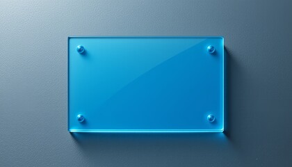 Bright Blue Acrylic Sign with Metallic Fasteners: Minimalist Design for Modern Branding.