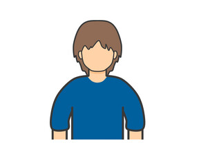 Male icon illustration with brown hair
