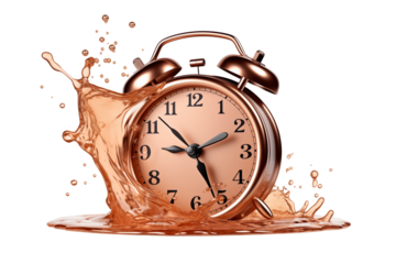 retro alarm clock Times Embrace on White or PNG Transparent Background.