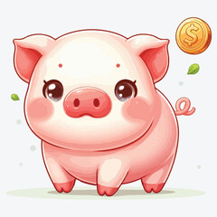Cute pig isolated on white background for design stock illustration